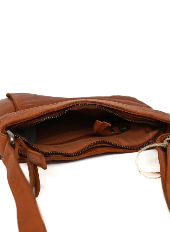 Schoudertas met voorvak Merle MJ2034 Cognac