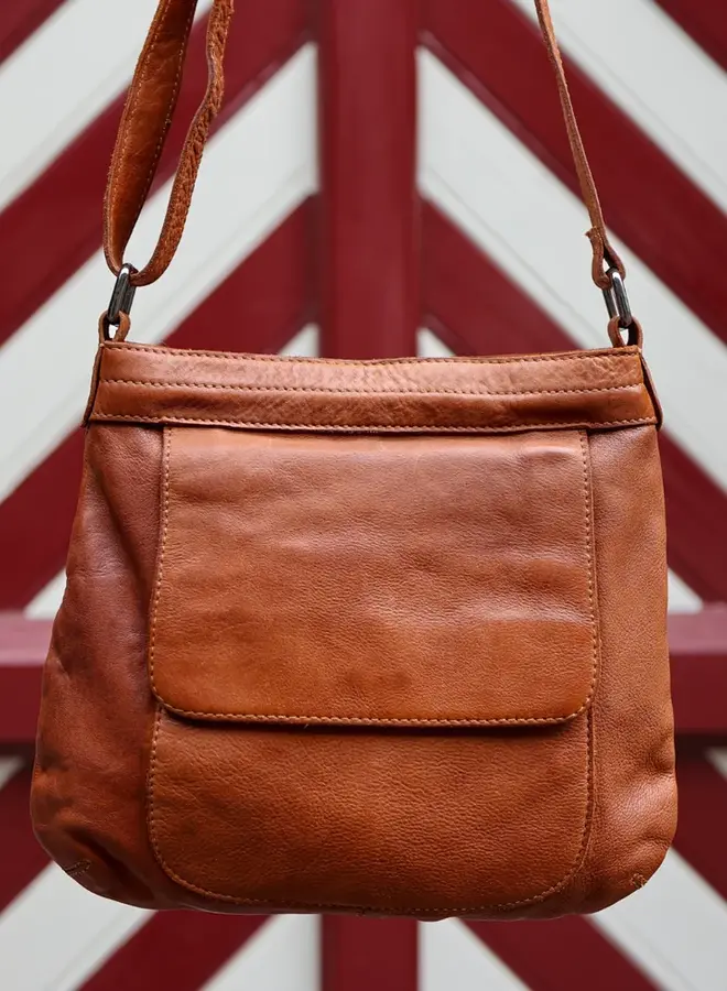 Schoudertas met voorvak Merle MJ2034 Cognac