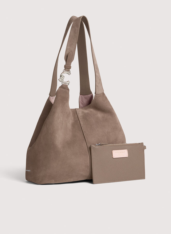 C-Easy Schoudertas Suede Warm Taupe