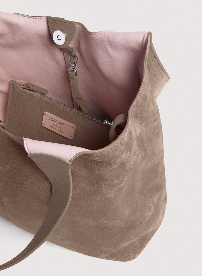 C-Easy Schoudertas Suede Warm Taupe