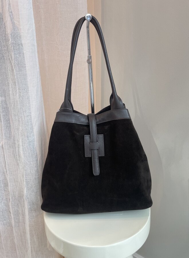 Halley Schoudertas Suede Donkerbruin