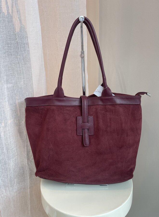 Halley Schoudertas Suede Bordeaux