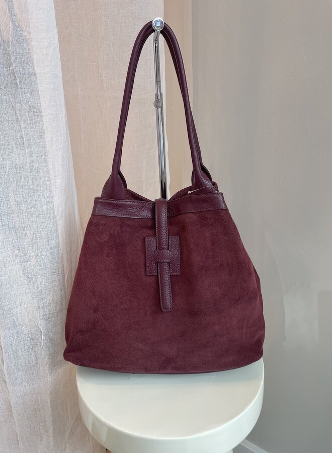 Halley Schoudertas Suede Bordeaux