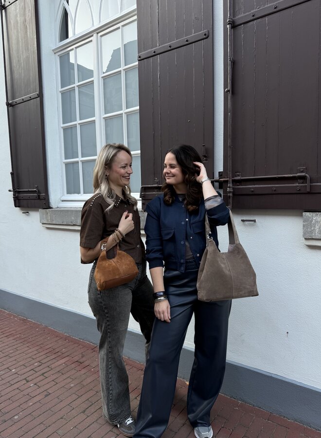 C-Easy Schoudertas Suede Warm Taupe