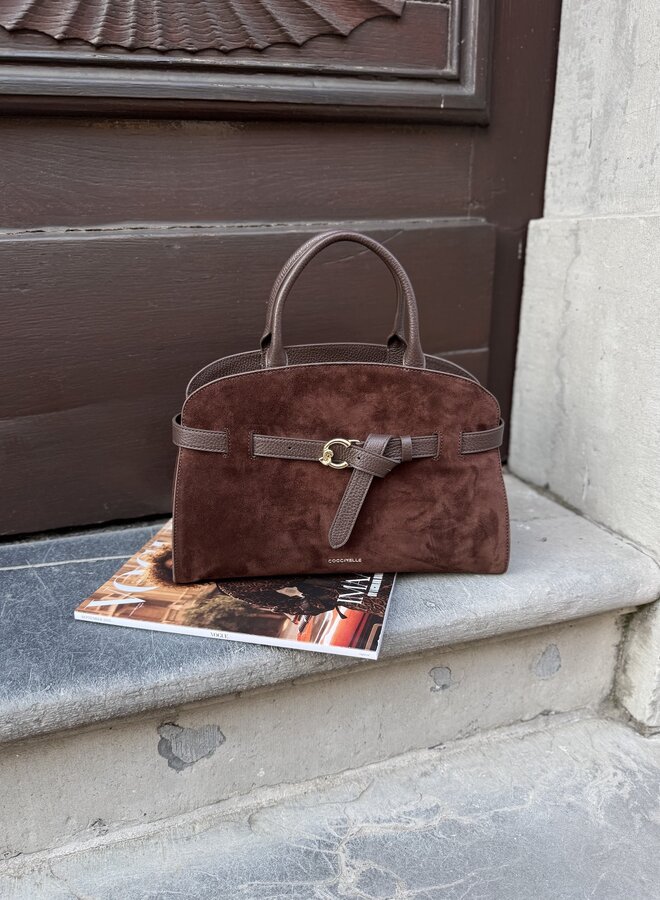 Sabine Handtas Suede Donkerbruin