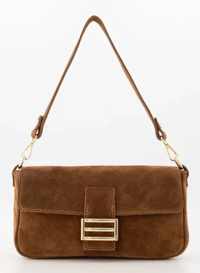 Zira Schoudertas Cognac Suede