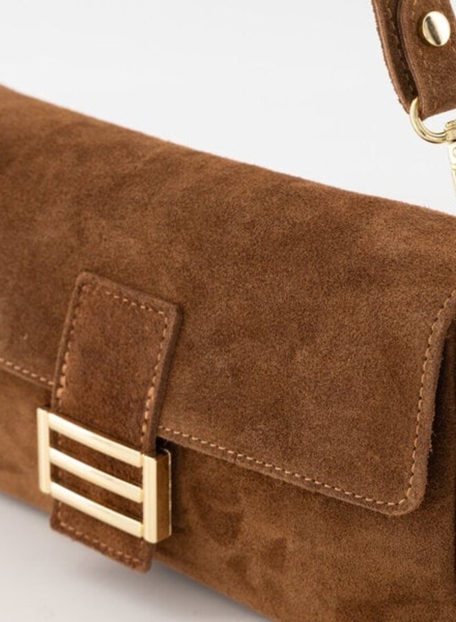 Zira Schoudertas Cognac Suede