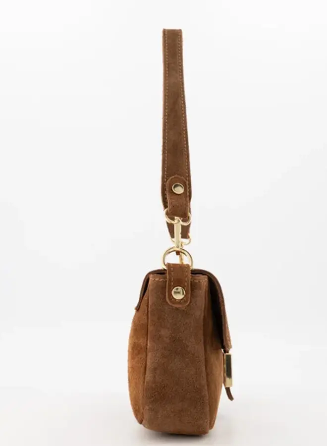 Zira Schoudertas Cognac Suede