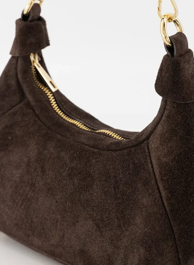 Vanya Schoudertas Donkerbruin Suede