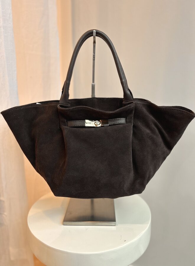 Leonie Groot Suede Donkerbruin