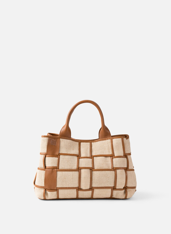 Wann Handtas Linnen Cognac