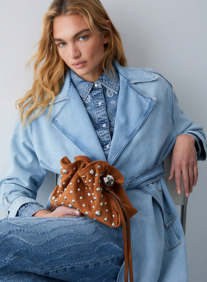 Riccy Schoudertasje Studs Cognac