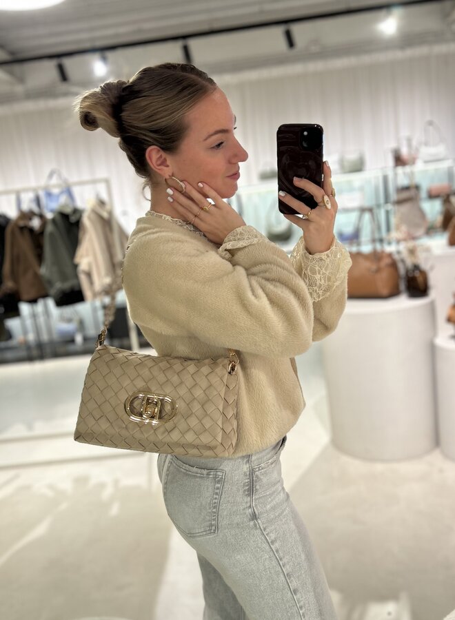 La Puffy Crossbody M Taupe