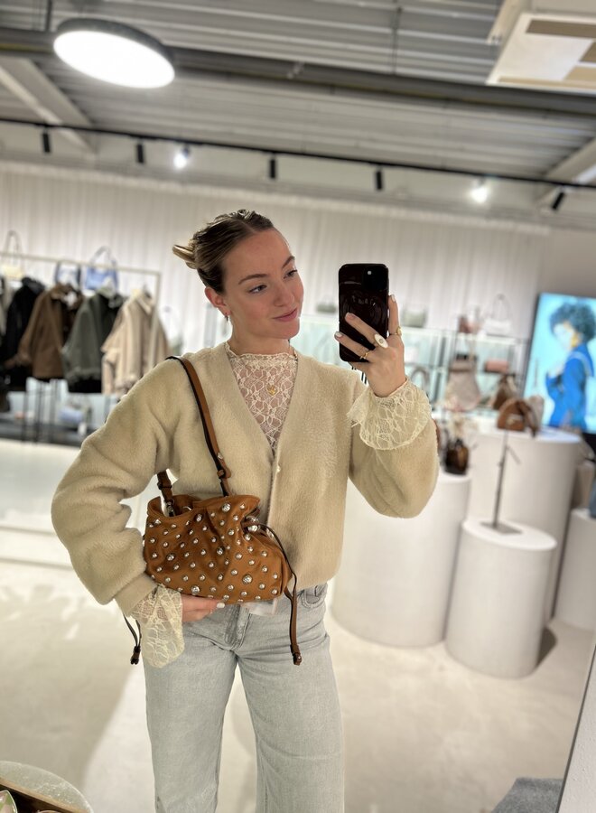 Riccy Schoudertasje Studs Cognac