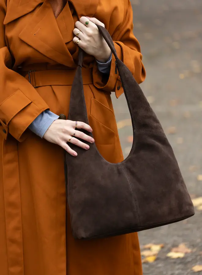 Schoudertas Suede Pauline Bruin