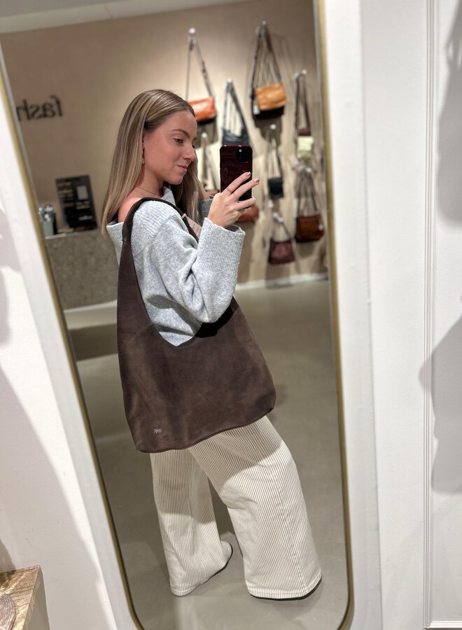 Schoudertas Suede Pauline Bruin