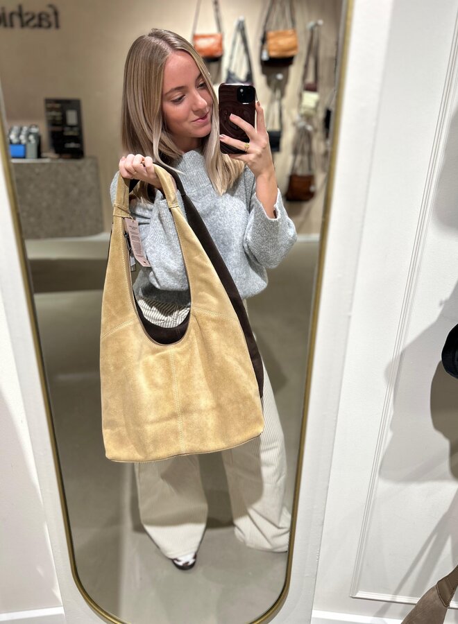 Schoudertas Suede Pauline Bisquit