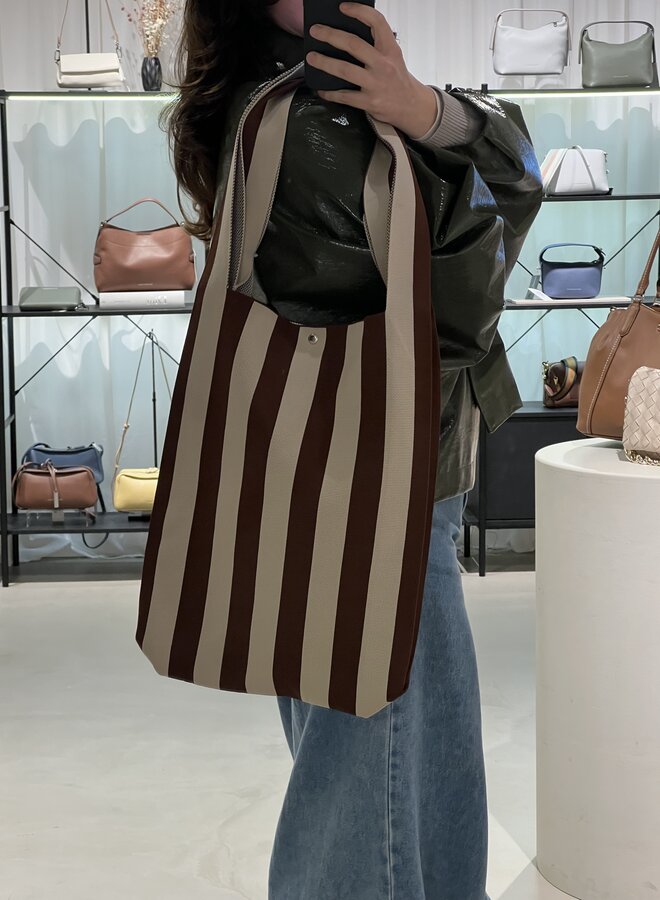 Stripe Tote Donkerbruin/Roze