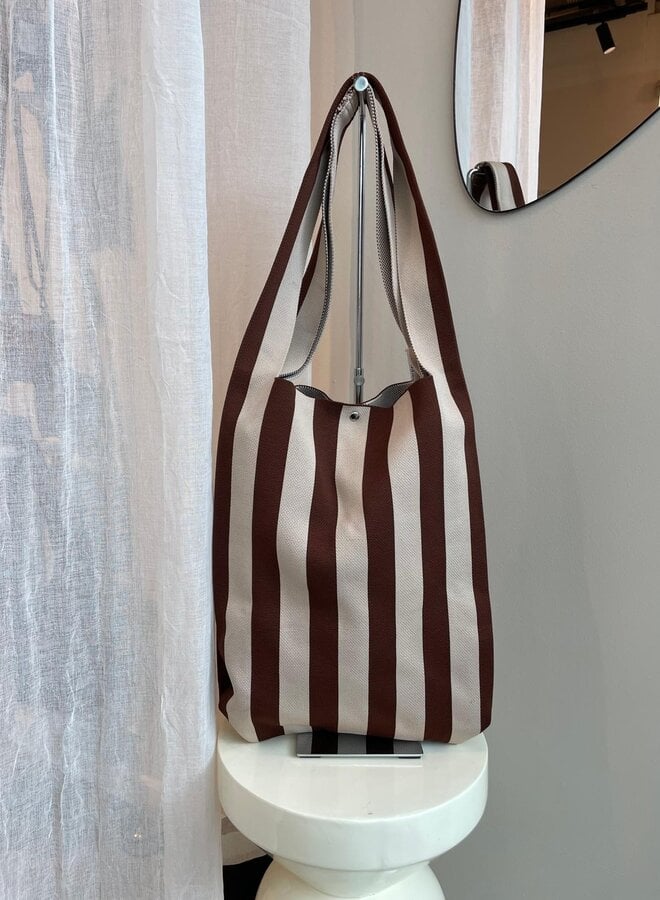 Stripe Tote Donkerbruin/Beige