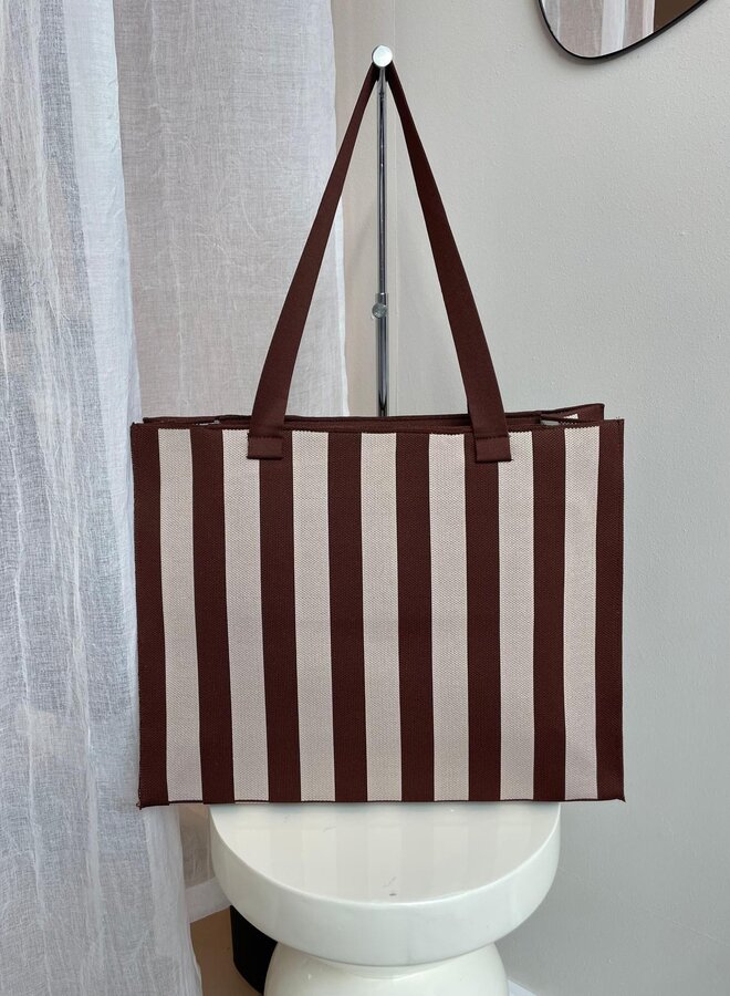Stripe Shopper Bruin/Beige