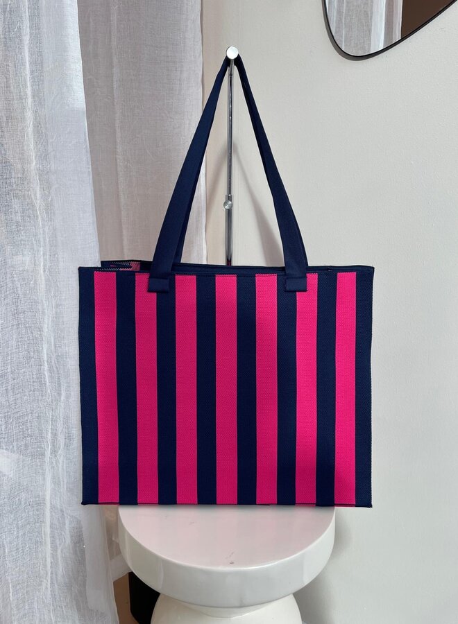Stripe Shopper Donkerblauw