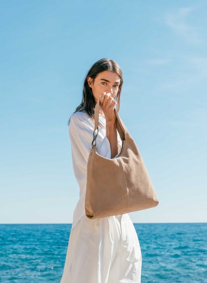 Jackpot Schoudertas Suede Taupe