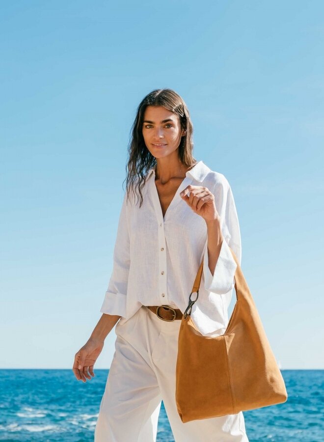 Jackpot Schoudertas Suede Cognac