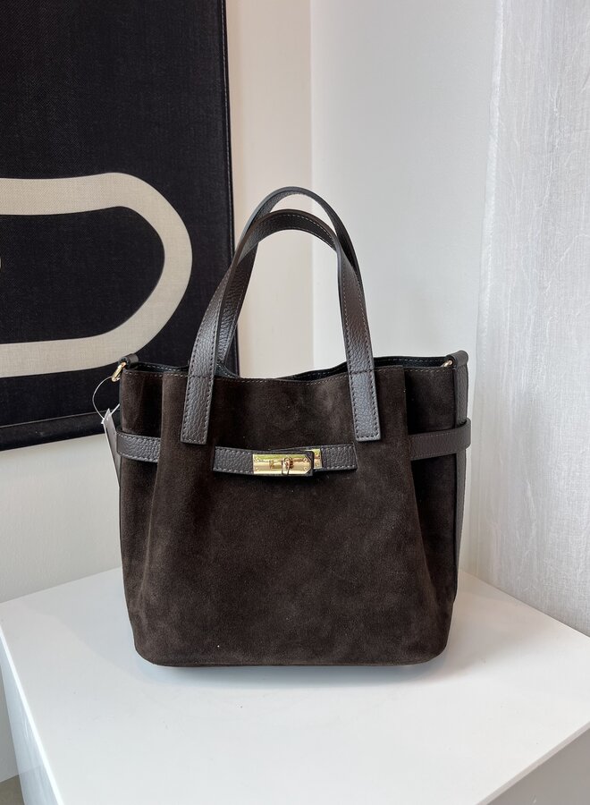 Beau Bucket Suede Donkerbruin