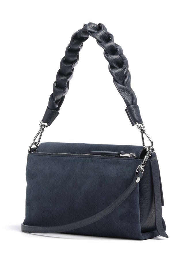 Boheme Grana Double Schoudertas Flap Suede Midnight Blue