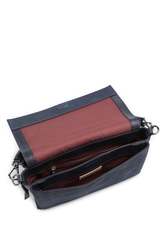 Boheme Grana Double Schoudertas Flap Suede Midnight Blue