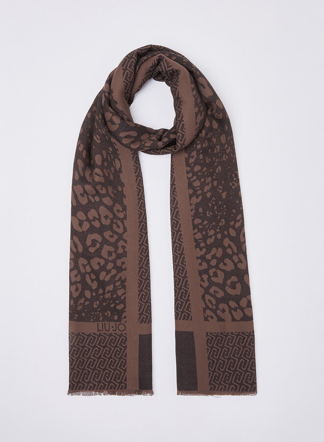 Sjaal Jacquard Animal Zwart/Bruin