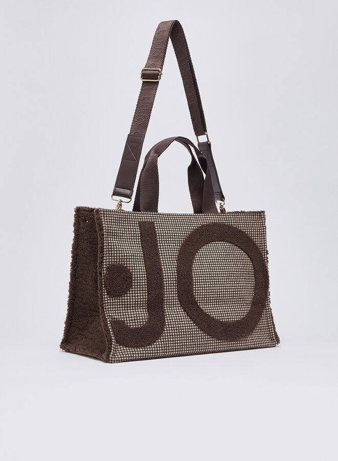 Soft Tote Check Donkerbruin