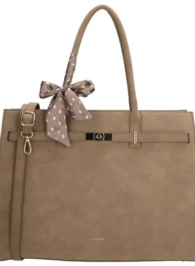 The Hamptons Laptoptas Suede Taupe
