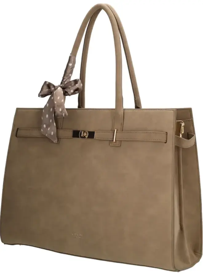 The Hamptons Laptoptas Suede Taupe