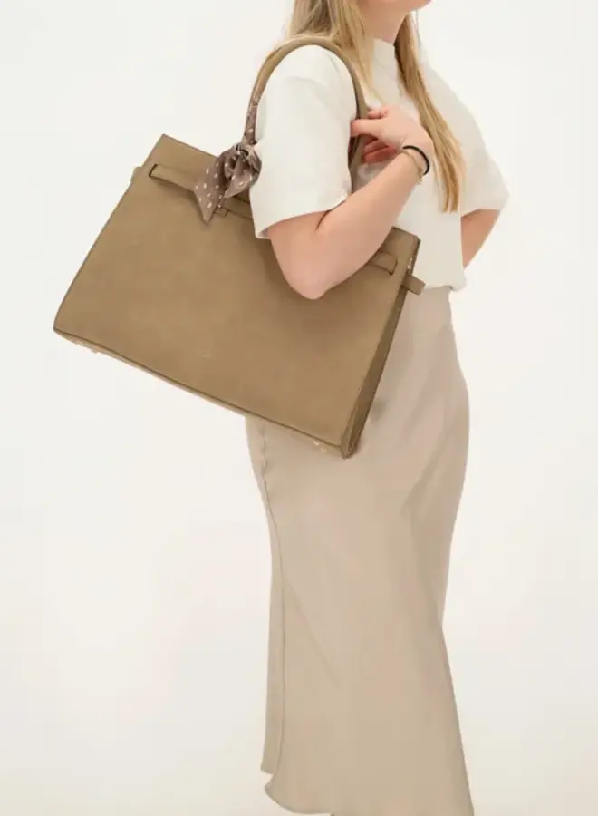 The Hamptons Laptoptas Suede Taupe