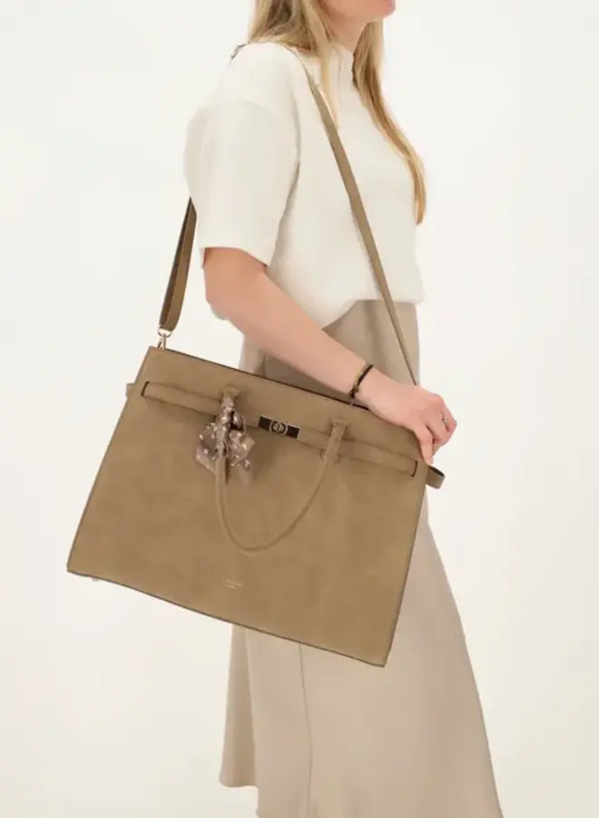 The Hamptons Laptoptas Suede Taupe