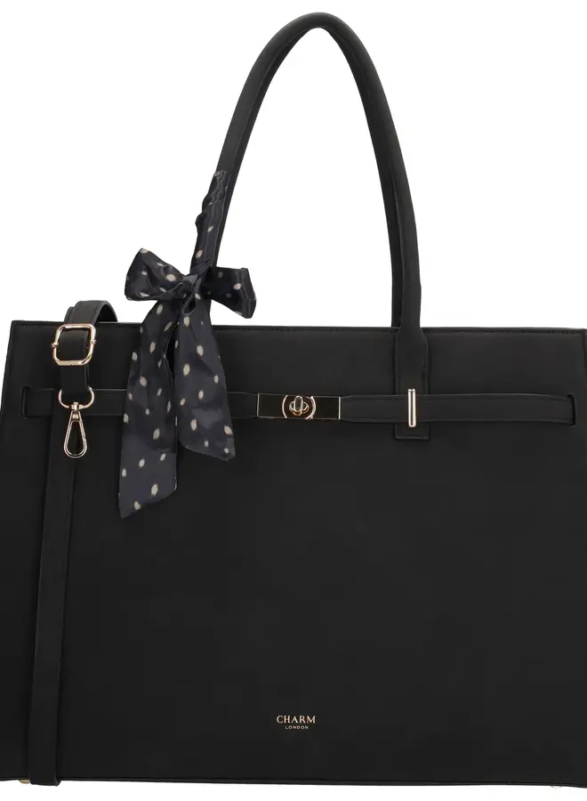 The Hamptons Laptoptas Suede Zwart