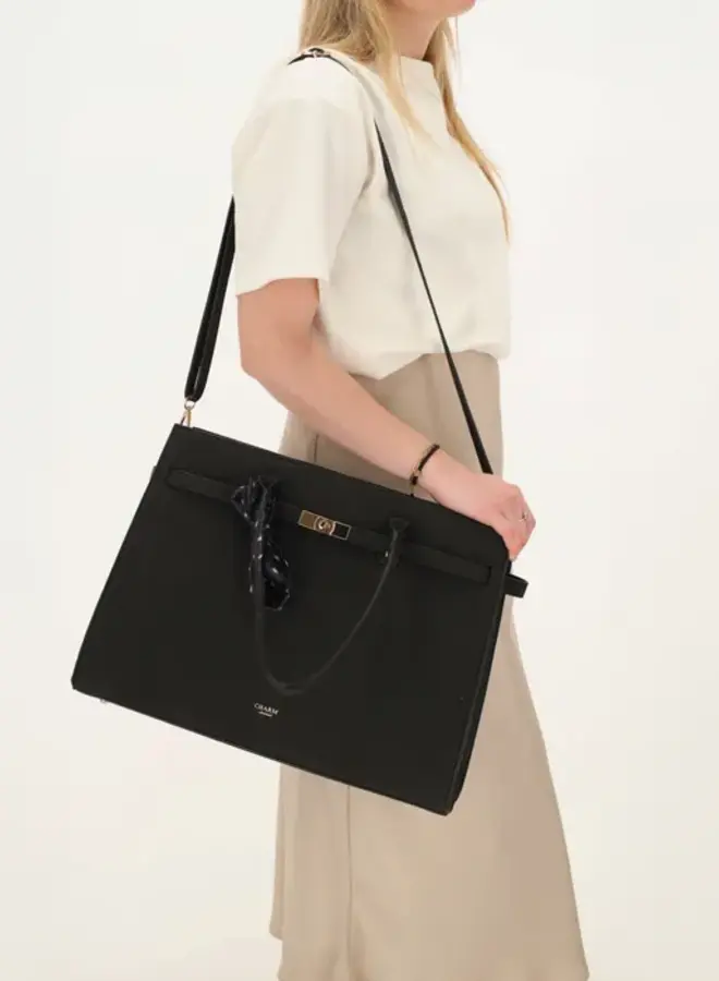 The Hamptons Laptoptas Suede Zwart