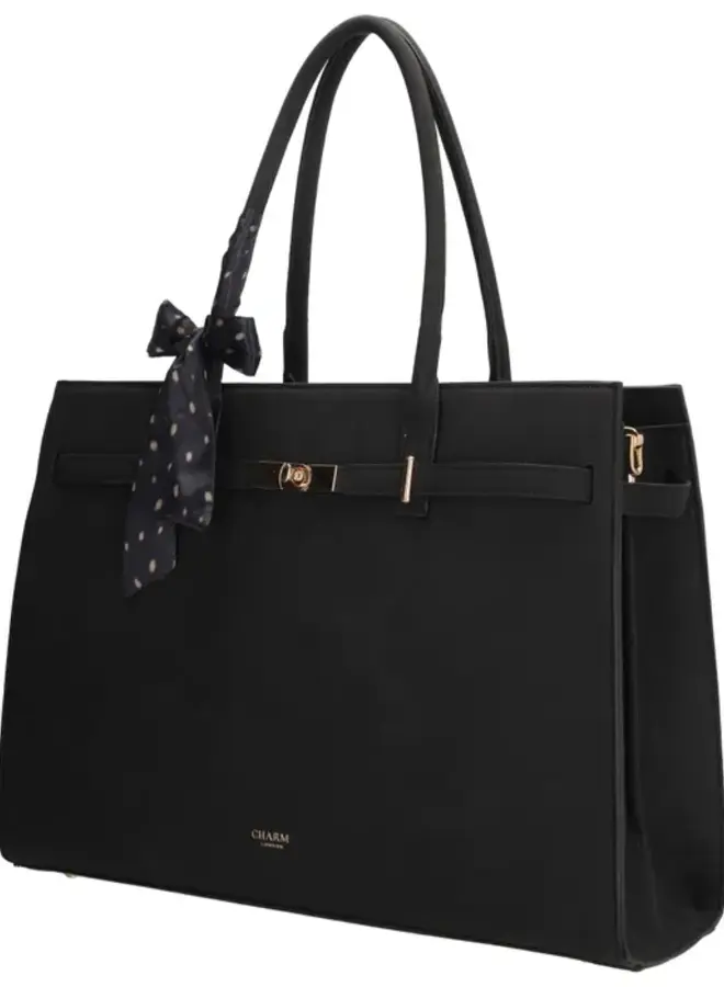The Hamptons Laptoptas Suede Zwart
