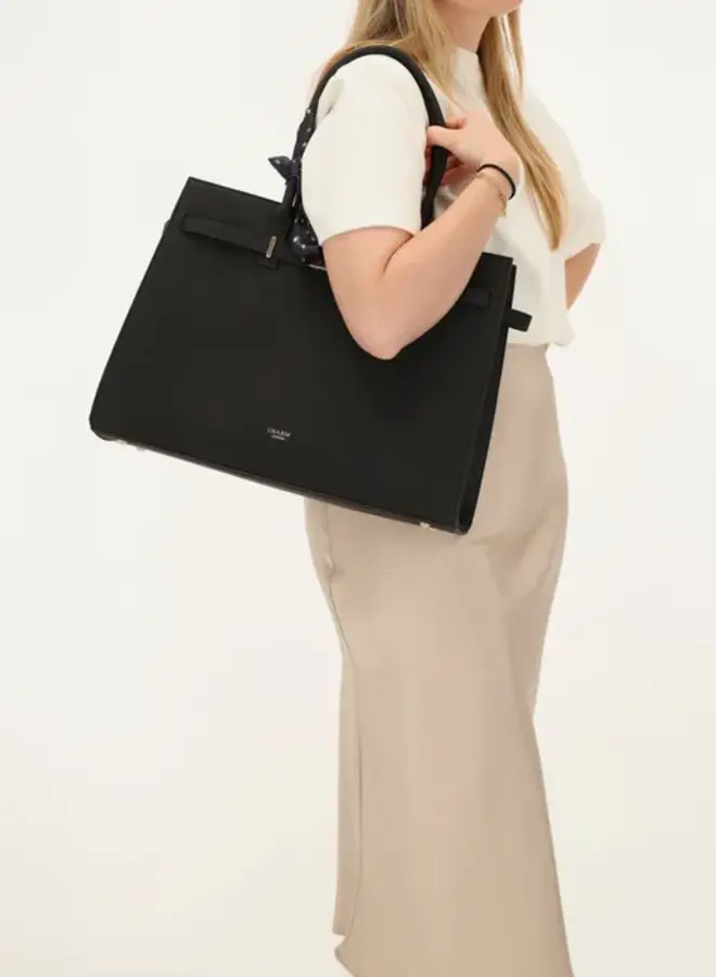 The Hamptons Laptoptas Suede Zwart