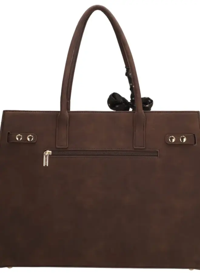 The Hamptons Laptoptas Suede Donkerbruin