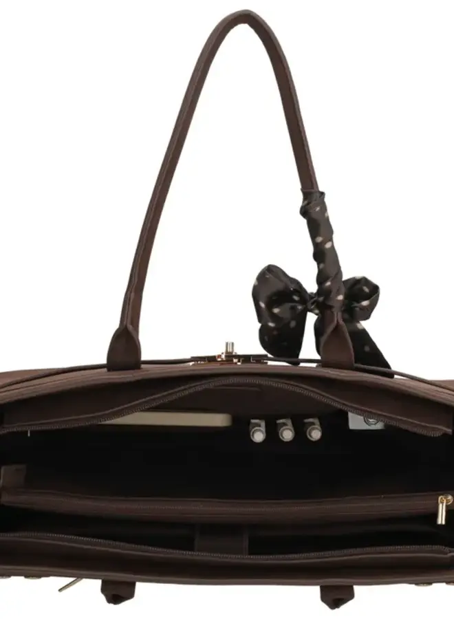 The Hamptons Laptoptas Suede Donkerbruin