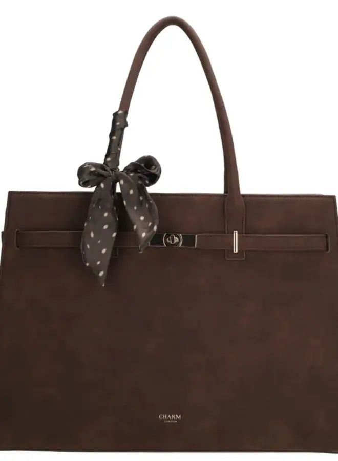 The Hamptons Laptoptas Suede Donkerbruin