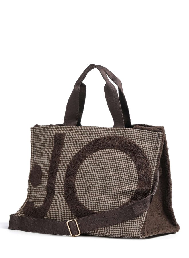Soft Tote Check Donkerbruin