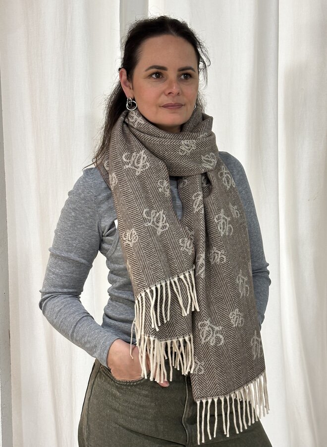 Sjaal Logo Jacquard Donkerbruin