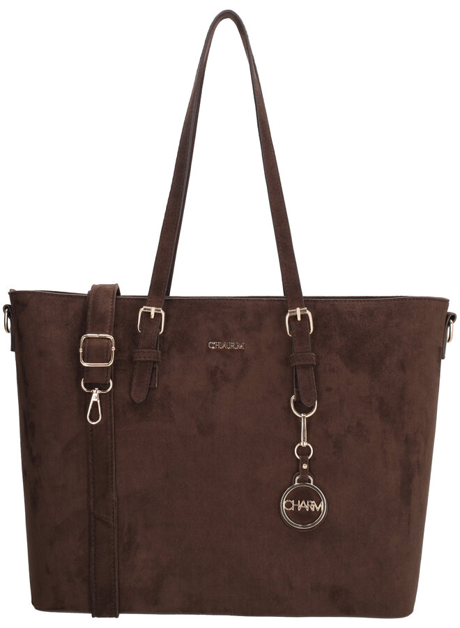 Birmingham Shopper Laptop Suede Donkerbruin