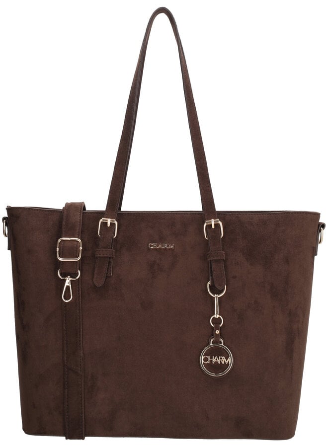 Birmingham Shopper Laptop Suede Donkerbruin