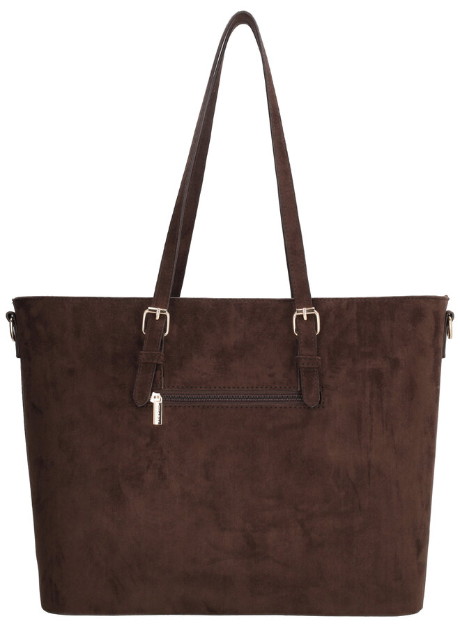 Birmingham Shopper Laptop Suede Donkerbruin