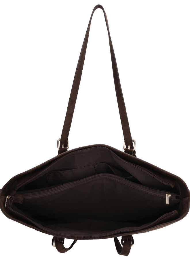 Birmingham Shopper Laptop Suede Donkerbruin