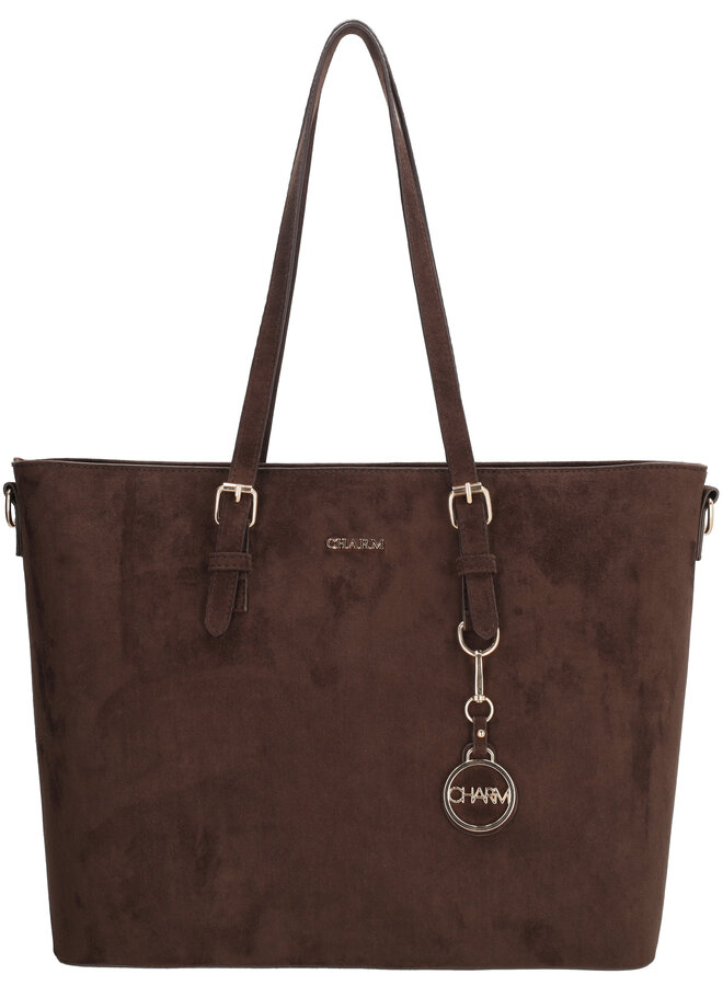 Birmingham Shopper Laptop Suede Donkerbruin
